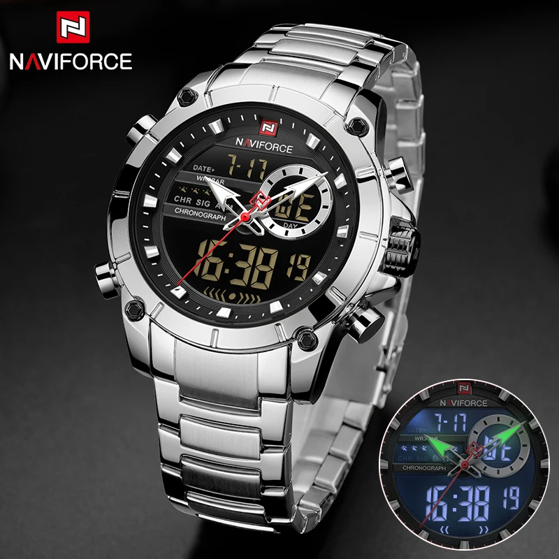 Топ люксовый бренд NAVIFORCE 2020 новые мужские Спортивные кварцевые наручные часы для