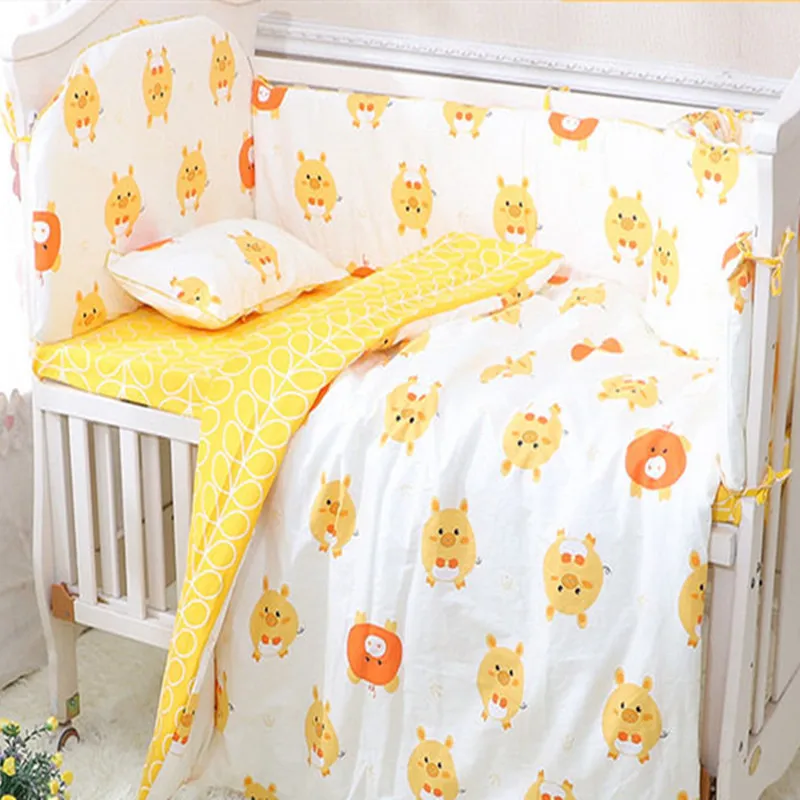 Новое поступление хлопковый набор постельных принадлежностей для детской кроватки, новорожденный комплект для детской кроватки для мальчиков и девочек, детская кроватка кровать 4 шт. Бамперы+ 1 шт. простыня
