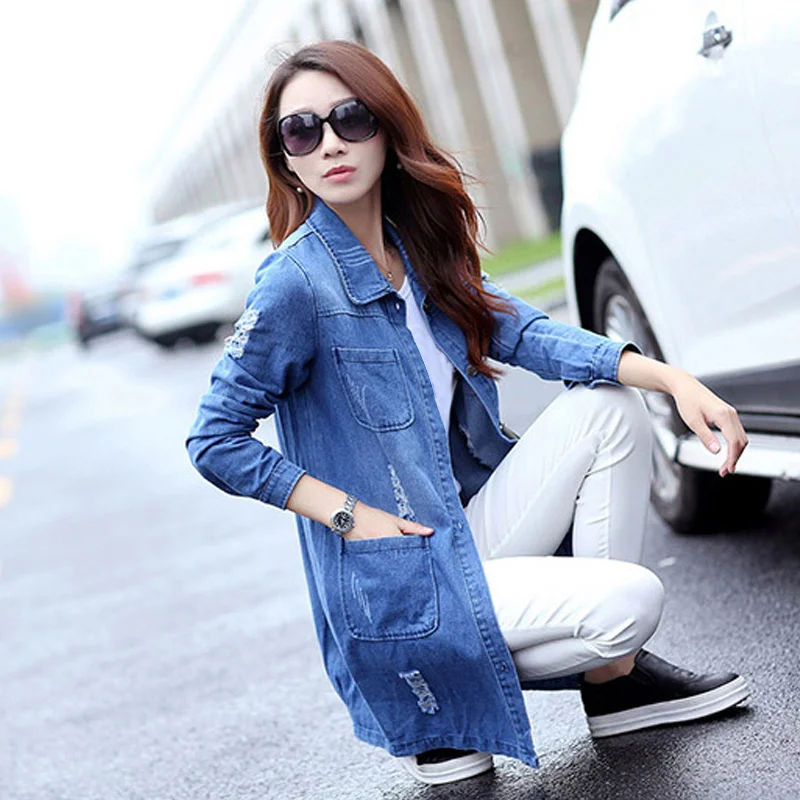 Most effective  Women Coat Plus Size 3XL 4XL 5XL Autumn Casual Oversize Long Sleeve Denim Jacket Cardigan Overcoat 