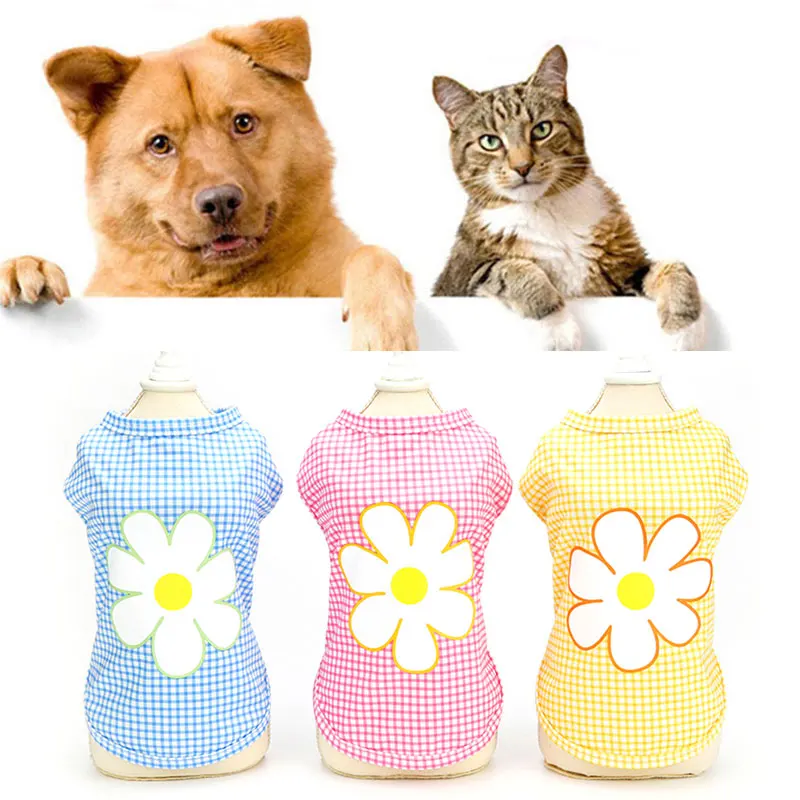 Nuevo Floral patrón camisa de perro verano perro ropa para perros pequeños camiseta cachorro de algodón Chaleco de algodón Yorkshire Terrier mascota chaleco ropa de mascotas