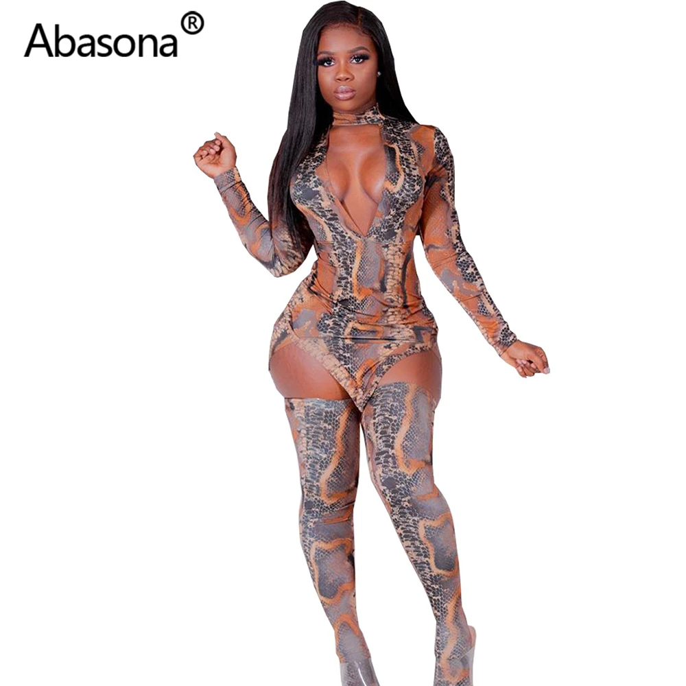 Abasona, мода, Осень-зима, принт, полный рукав, женские платья, набор+ носки, женские модные сексуальные костюмы из 2 предметов, повседневный спортивный костюм - Цвет: Многоцветный