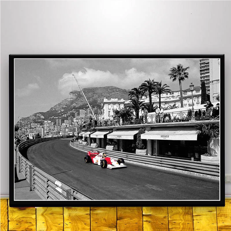 Постер и принты Горячие Ayrton Senna F1 формула mlaren чемпион мира стены искусства холст картина Современная для декора дома комнаты - Цвет: Yellow