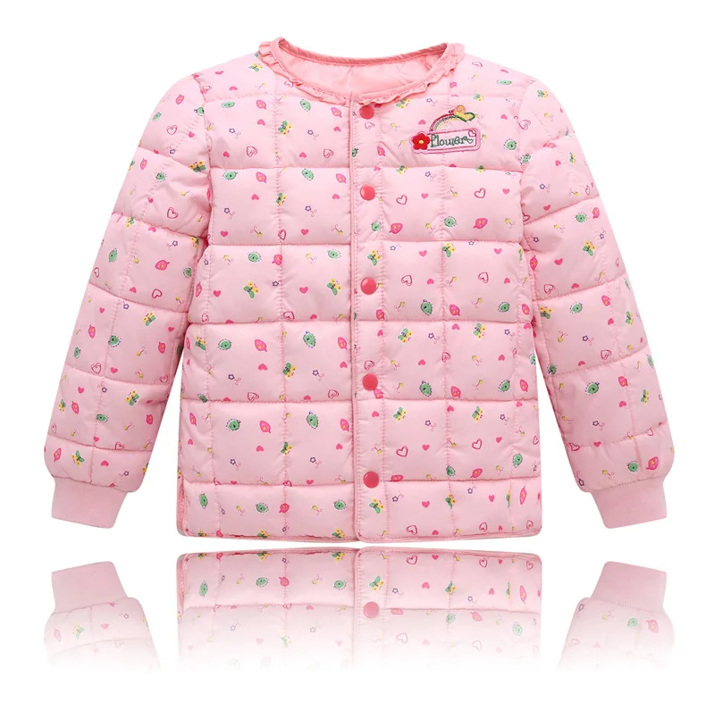 New Autumn Big Boy Cotton Liner Girls Lace Collar Cotton-padded Clothes Printed Children's down Feather Cotton-padded Clothes