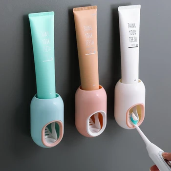 

Toothpaste Dispenser Bathroom Accessories Squeezer Tooth Paste Dispenser Tube Leanser Press Rolling Holder Toothbrush Holder Set