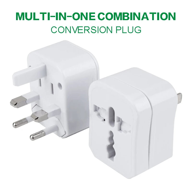 

1pc Universal Travel Power Adapter 3-in-1 AC Power Converter Plug Adaptor Socket 3 Flat-pole +2 Round-pin/2 Flat-pole Connectors