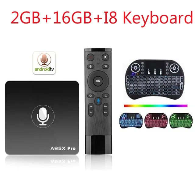 A95X PRO tv Box Amlogic S905W 2 Гб ОЗУ 16 Гб ПЗУ медиаплеер 2,4G WiFi Поддержка Youtube 4K HD 3D tv Android 7,1 Google tv Box - Цвет: 2GB 16GB I8B
