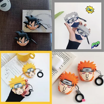 

Luxury Japanese Anime Naruto 3D Naruto Six Wayne Naruto Kansi Goku ring Bluetooth Wireless Headset Set Silicone Case For Airpods