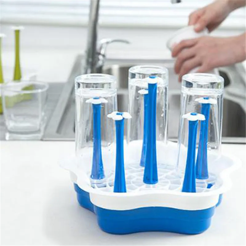 Kitchen Storage Plastic Cup Bottle Rack Plastic Drain Cup Holder Kitchen Rack Glass Cup Storage Rack Bottle Drying Rack