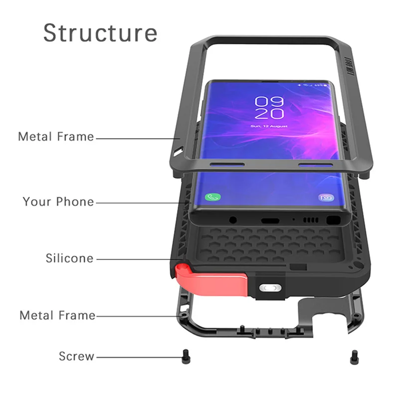 LOVE MEI Heavy Duty Case Silicone TPU& Hard Metal Back Funda Powerful Phone Case For Samsung Galaxy Note 9 Note9 SM-N960F Cover