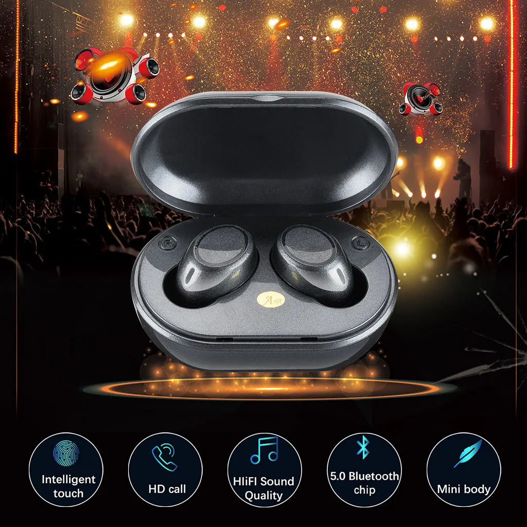 Wireless Sports Headphones BT 5 0 Earphone with Charging Case for Sport Gym Fashion Sports Multi function Big Battery