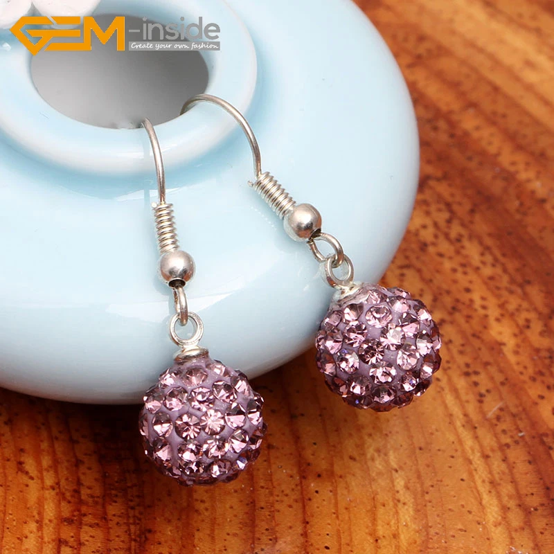 

Gem-inside Fashion 10mm Crystal Beads Pave Shining Stainless Steel Stud Earrings DIY Jewelry Gift For Christmas