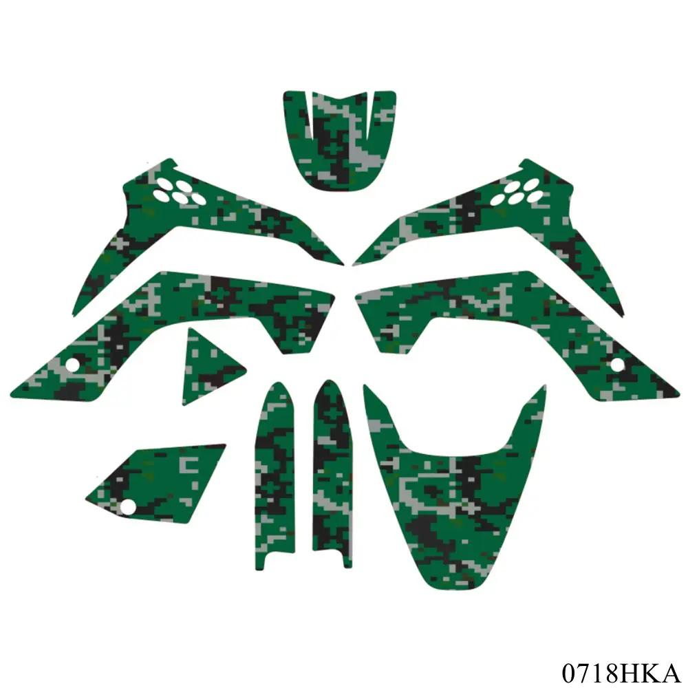 

for KAWASAKI KLX 140 KLX140 2008-2017 Graphics Decals Stickers Full Camouflage Custom Number Name 3M Matte Stickers Waterproof