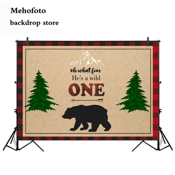

Mehofoto Buffalo Plaid Photo Backdrop Studio Little Lumberjack Photography Background Bear Happy Birthday Party Decoration 133
