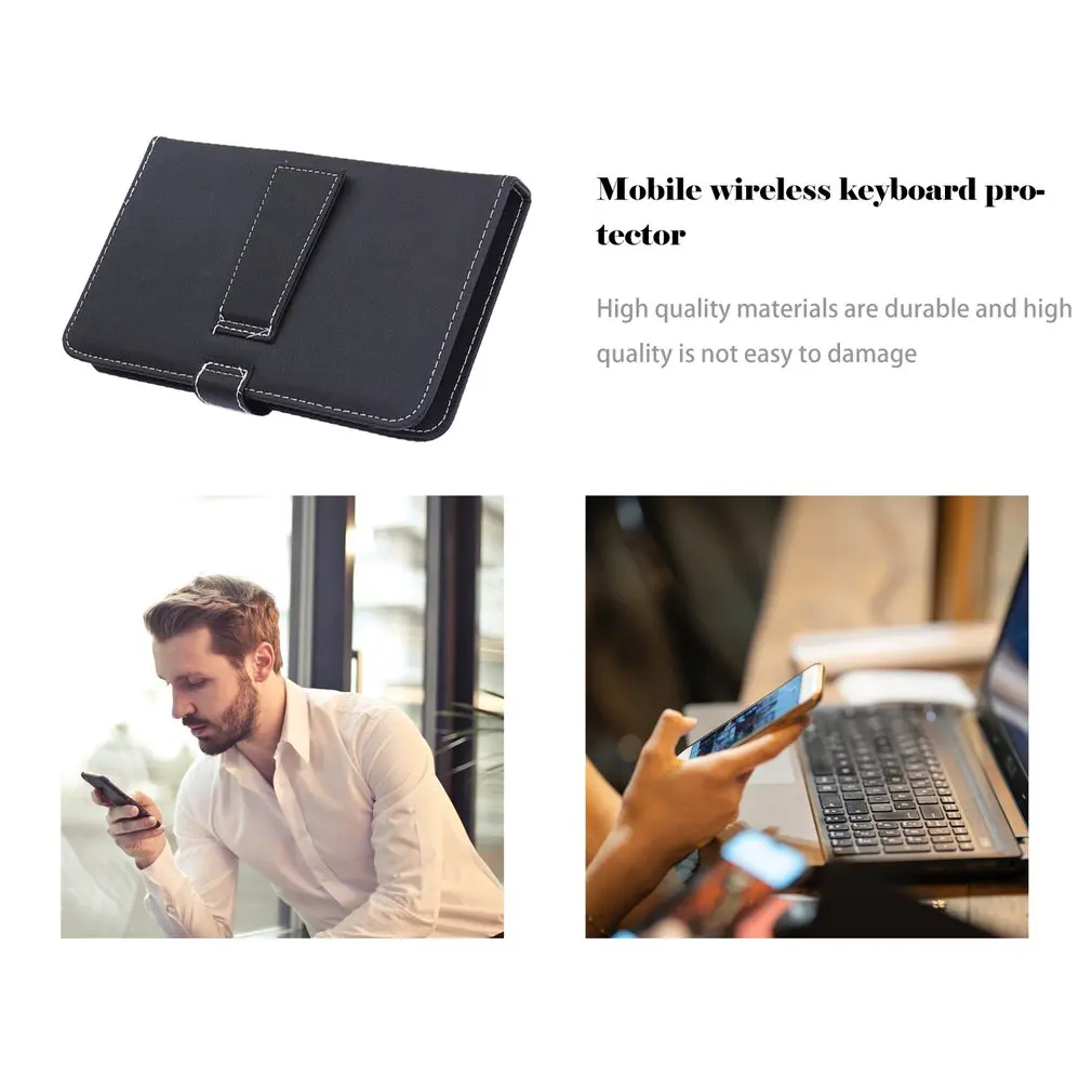 Беспроводная Bluetooth клавиатура для планшета из искусственной кожи чехол-подставка для 4,"-6,8" мобильного телефона для IOS Android Windows