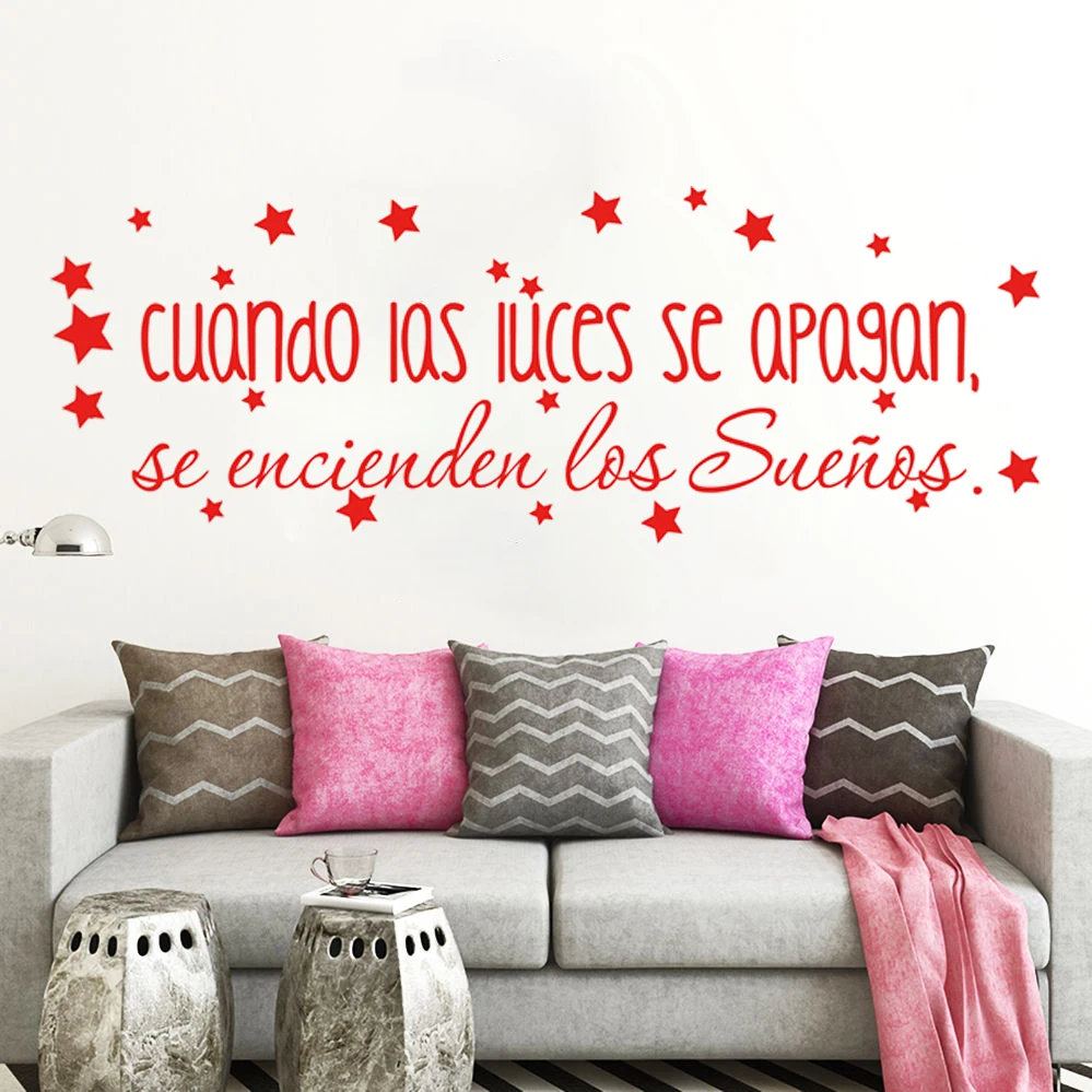 Spanish Children's Bedroom Vinyl Wall Decal The Dreams Come On Inspirational Quote Stickers Baby Nursery Decor RU195 | Дом и сад