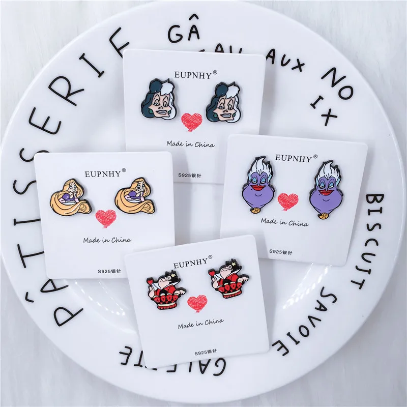 EUPNHY 2 шт мультфильм Русалка пирсинг серьги милые аллергии серьги гвоздики для женщин подростковые Девушки вечерние ювелирные изделия