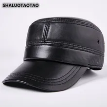 SHALUOTAOTAO тренд мужская плоская кепка Snapback Новая осенне-зимняя модная овчина армейские кепки регулируемый размер шляпа из натуральной кожи