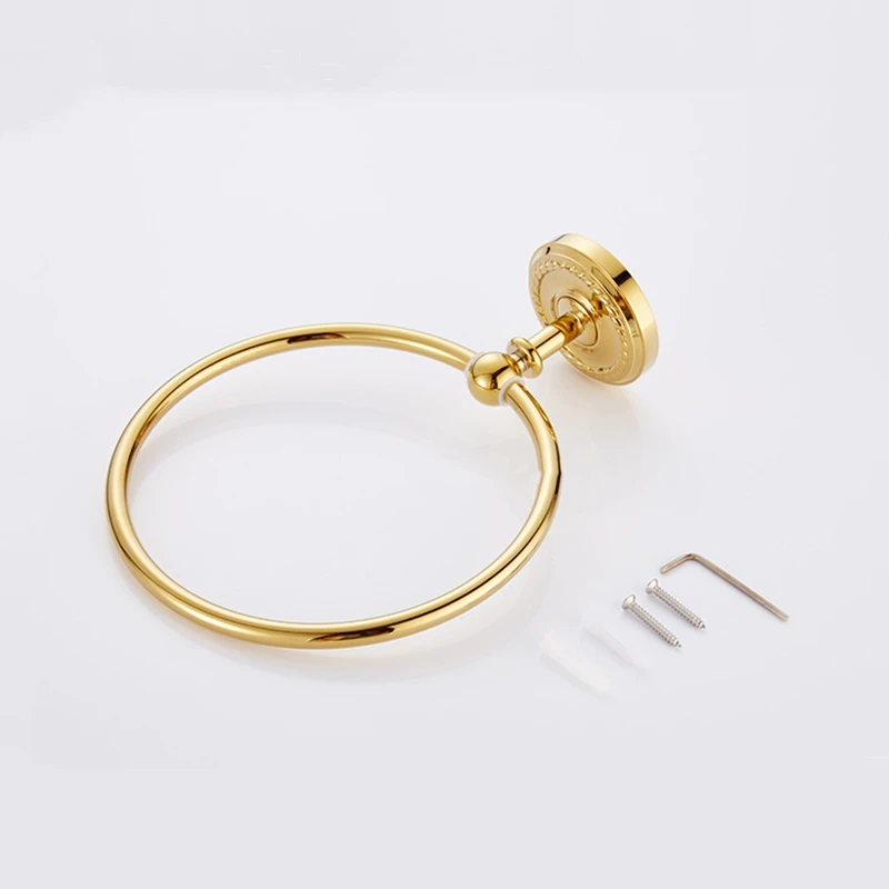 Gold/ Rose Gold Simple Copper Towel Ring Towel Bar Bathroom Hardware Accessories