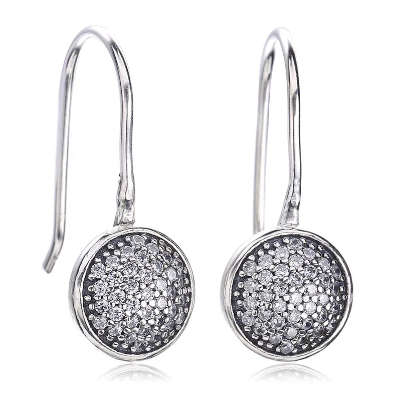 

925 Sterling Silver Earring Dazzling Droplets With Crystal Hanging Studs Earring For Women Wedding Gift Fine Europe Jewelry
