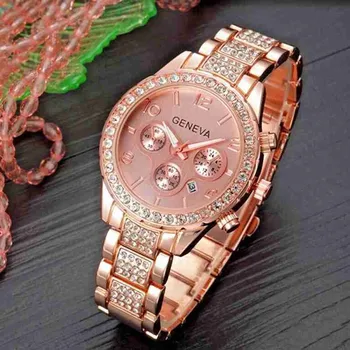 

Top Brand Luxury Rhinestones Unisex Quartz Watches Stainless Steel Golden Rose Gold Waterproof Men Wristwatches relojes mujeres