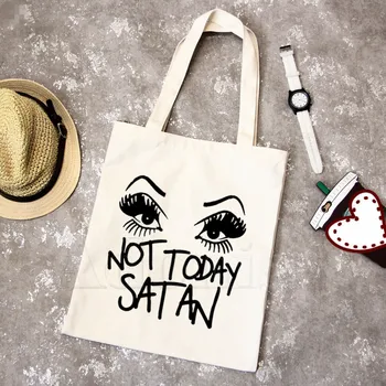 

RuPaul Not Today Satan Not Today RuPaul's Drag Race Canvas Simple Cartoon Print Shopping Bags Fashion Life Pacakge Hand Bag