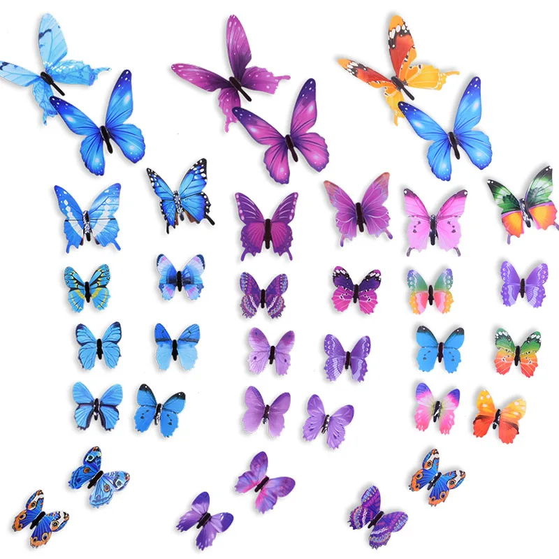 12/24 Luminous 3D Butterfly Wall Sticker Kids Bedroom Home Living Room Fridge Wall Decal Glow in Dark Wallpaper Decoration Luminous Wall Stickers 3D Wall Stickers