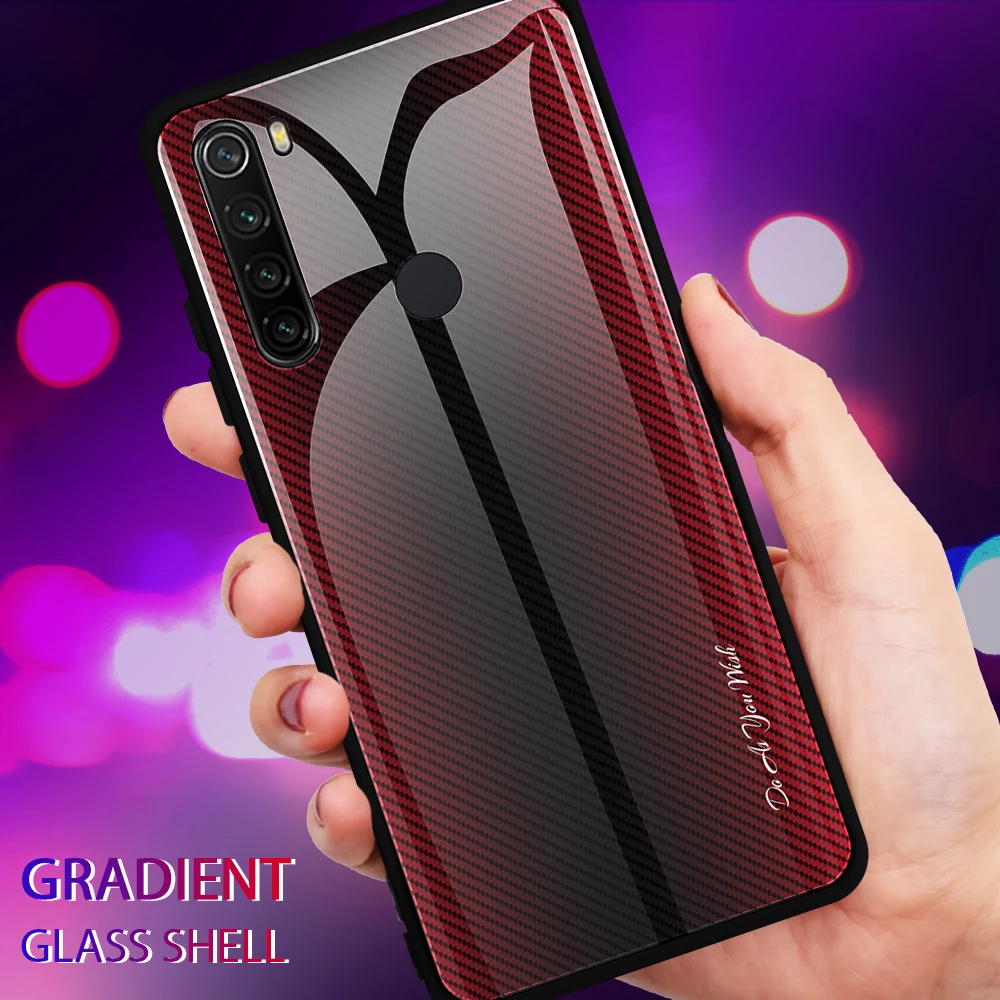 

Gradient Tempered Glass Case For Xiaomi Redmi Note 8 Pro Cover Case Xiomi Redmi Red mi Note8 Pro Soft Edge Case Protective Funda