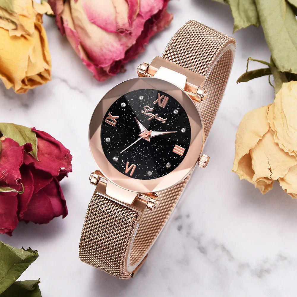 

Lvpai Fashion Starry Sky Dial Multicolor Strap Stainless Steel Mesh Belt Watch Casual Quartz Analog No waterproof Watch L0829