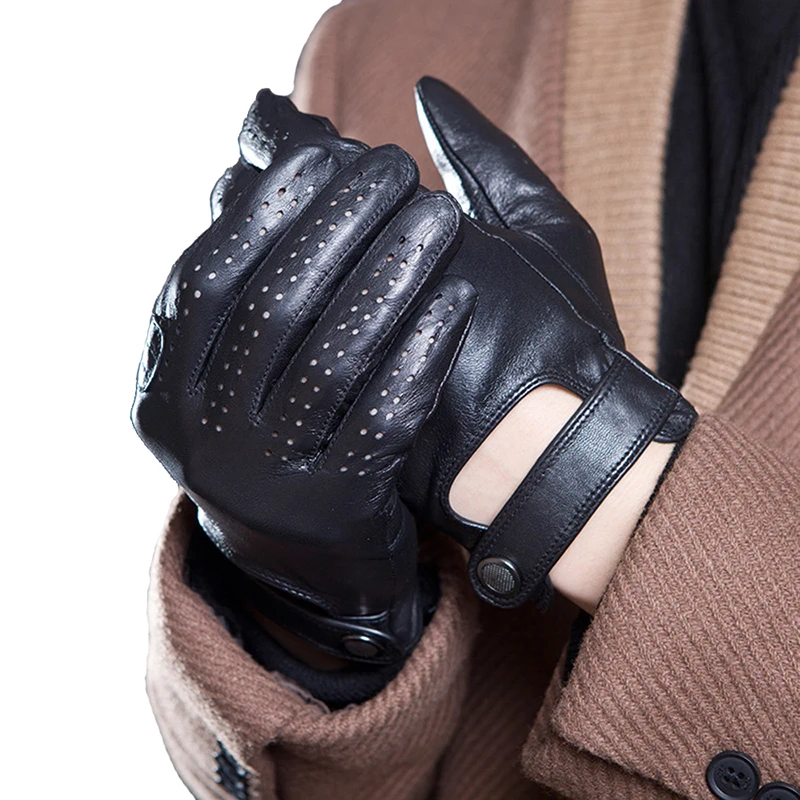 

Genuine Leather Spring Summer Men Sheepskin Touch Screen Gloves Fashion Outdoor Sports Fishing Driving Anti-Skid Cycling Gloves