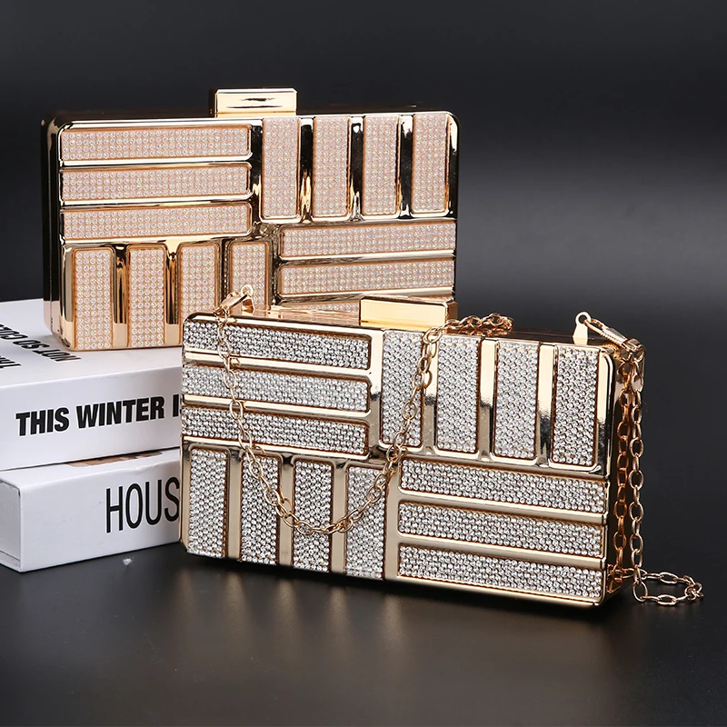 

Silver Clutch Women Crystal Evening Bag Ladies Hand Bag High Quality Wedding Purse for Bridal Chain Shoulder Messenger Bag MW055
