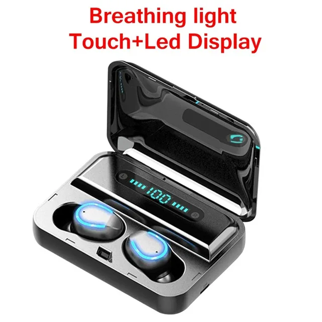 Bluetooth наушники мини светодиодный дисплей динамик стерео звук 2000 мАч Внешний аккумулятор беспроводные гарнитуры спорт с микрофоном - Цвет: Breath LED