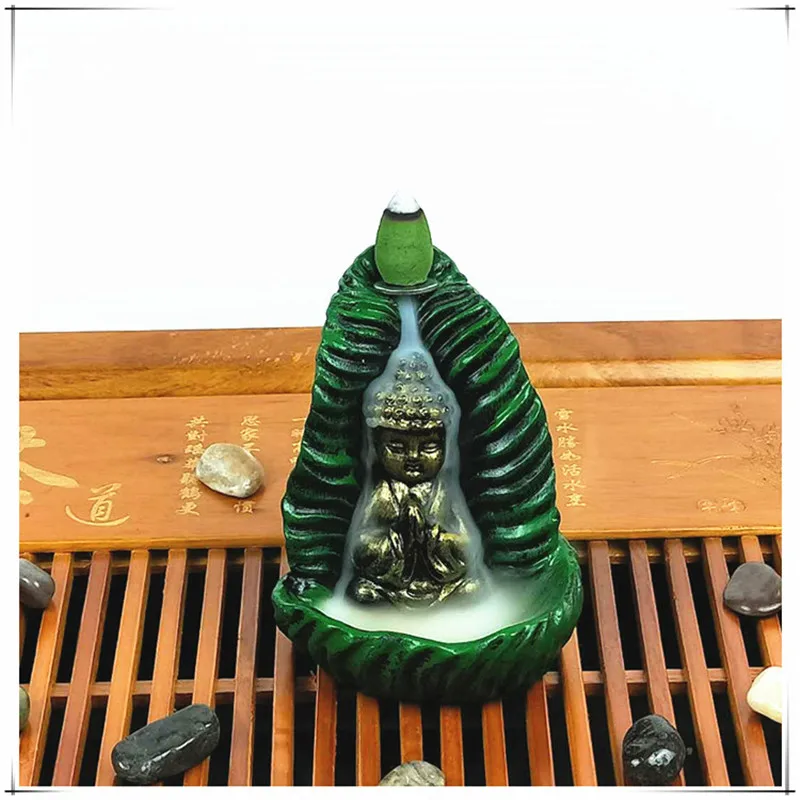 Смола Курильница для благовоний горелка креативный домашний Декор маленький Монах Будда дым водопад курильница использование в домашних Teaho - Цвет: S