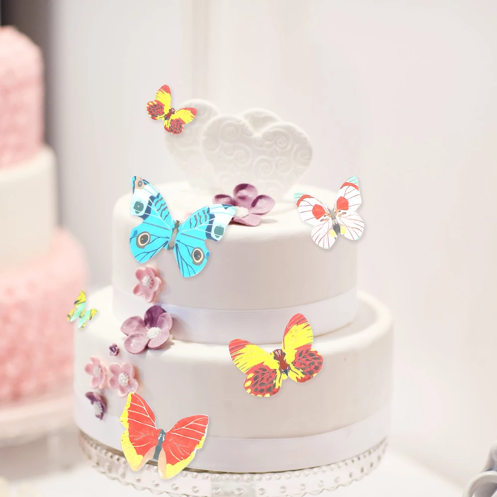 

NICEYARD 40 Piece/Set Edible Glutinous Wafer Rice Paper Butterfly Decoration Birthday Wedding Decor Cake Tools