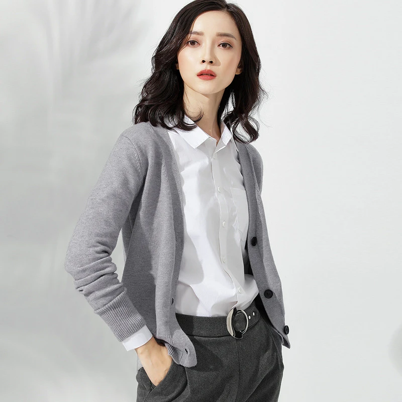 V Neck Cardigan Sweater Women Basic Knitted Cardigans Aliexpress