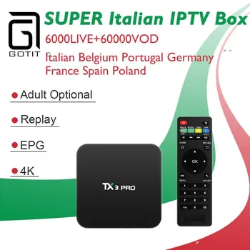 

GOTiT TX3 PRO H.265 4K Android TV Box with 1 Year Italy Turkey Germany Switzerland PayTV&VOD IPTV Set Top Box