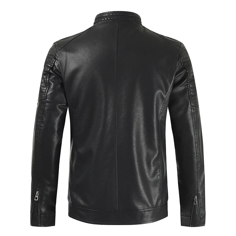 Осень и зима Новое мужское вельветовое повседневное кожаное пальто на молнии со стоячим воротником с верхним карманом