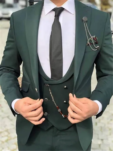 

Latest Coat Pant Design Green Suit Formal Business Blazer Gentleman Tailor Slim Fit Weeding Suit Tuxedo 3 Piece Vestido