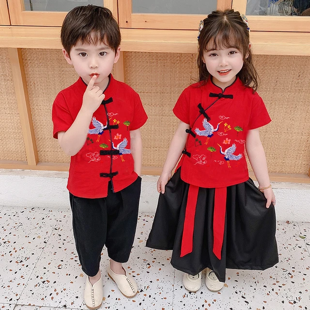 Costumes du Nouvel An chinois traditionnel pour enfants, vêtements