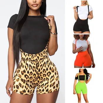 

HAWCOAR Women Rompers женские комбинезоны Jumpsuit Romper Shorts Fashion Casual Sleeveless Solid Leopard Sexy Sheath Jumpsuit