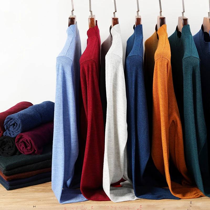 Осень 2020 новый высококачественный мужской тонкий шерстяной свитер с высоким