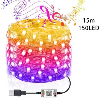 

USB Copper Wire Lights Holiday Home Christmas Low Power Consumption High Efficiency Durable Decorative Lights 15m