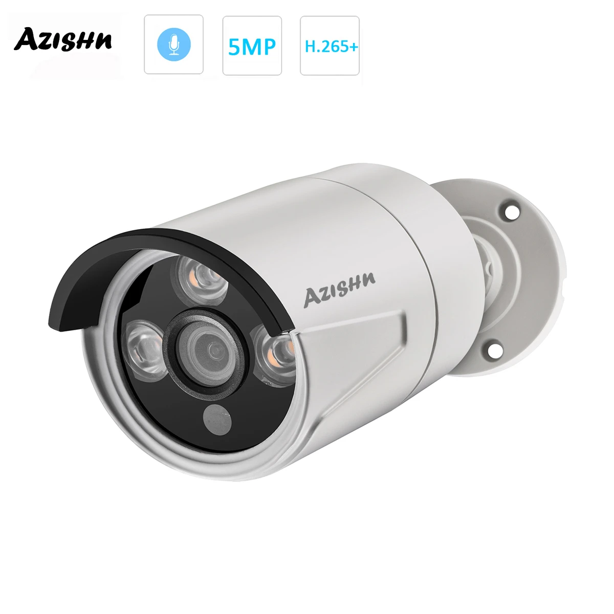 AZISHN H.265 Bullet IP Camera 5MP Infrared Audio Street Outdoor Metal Face Detection Security Surveillance Cam 4MP/3MP/2MP best home security camera