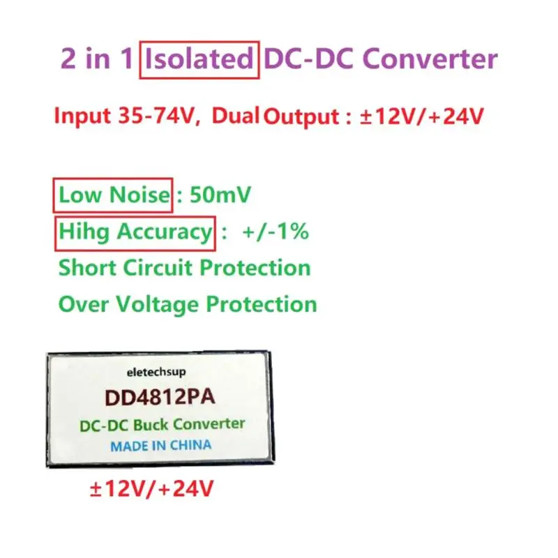 DD4812PA Двойной Изолированный DC-DC понижающий преобразователь 35-74 в T оптический и отрицательный 12 В DC понижающий модуль