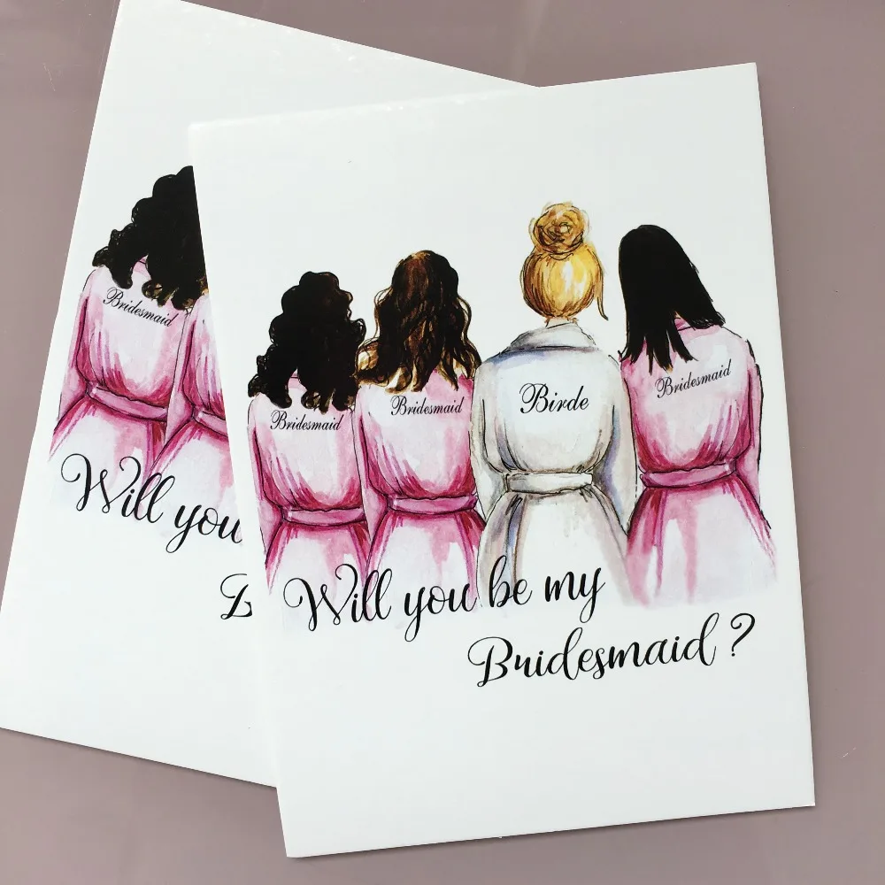  free shipping 5pcs lot custom any text language wedding party invitations Maid of honor bridesmaid  - 4000058729404