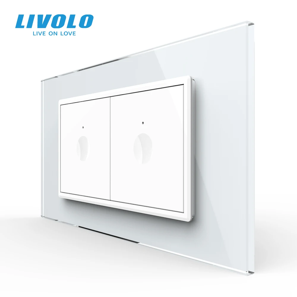 

Livolo C9 US Standard 90mm Wall Touch Switch,2Way Remote Control,white crystal glass,plastic key,push button,with Brazil plug