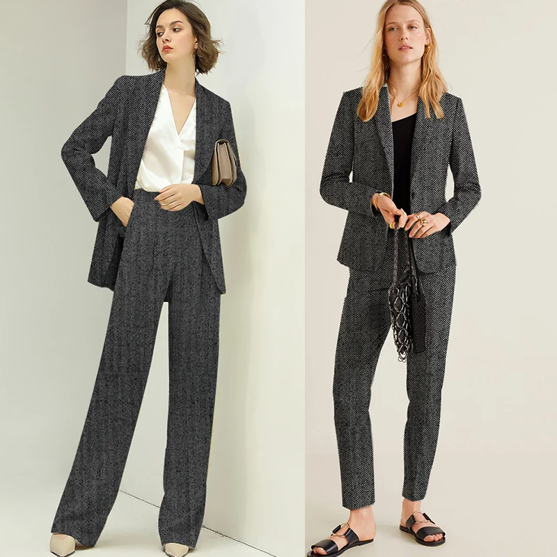 The Cloth Japanese Yarn Dyed Herringbone Wool Fabrics 100%Wool Materials Autumn Women Suits Pants Sewing Cloth Freeshipping
