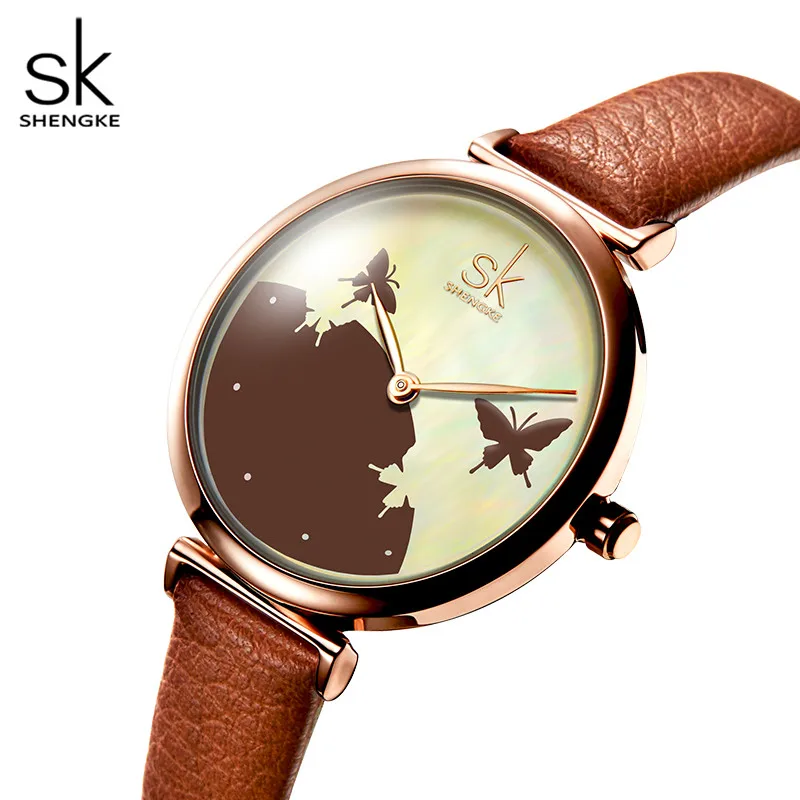 

SK 2019 watch women watches fashion famous luxury brand ladies wristwatch reloj mujer relogio feminino Butterfly Leather watch