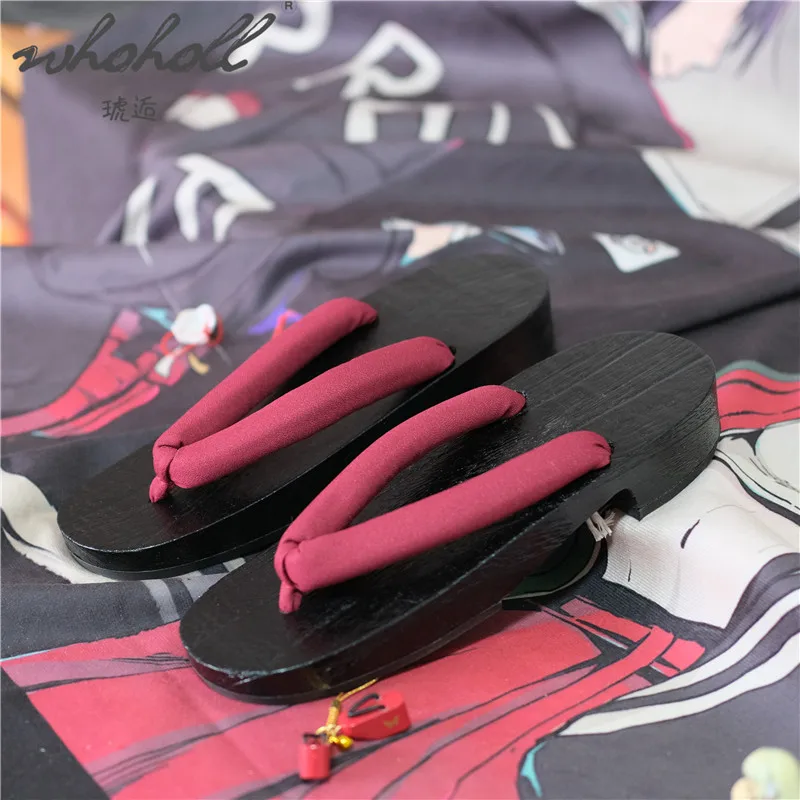 

WHOHOLL Geta Japanese Wood Slippers Women Clogs Summer Indoor Slippers Cosplay Shoes Flip-fllops For Female Cos Naruto