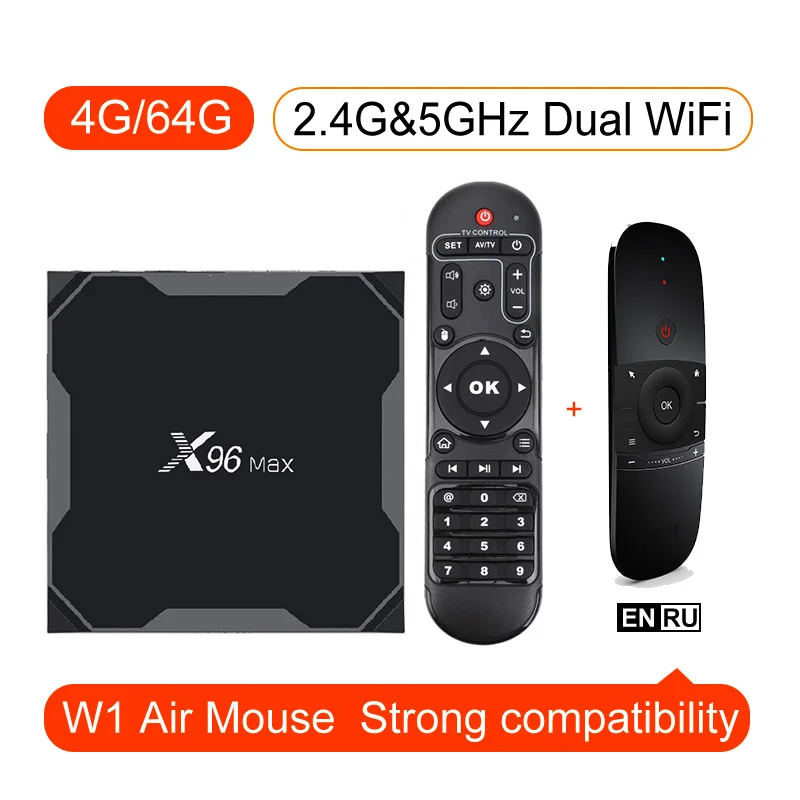 X96Max Smart TV BOX Android 9.0 Amlogic S905X2 LPDDR3 Quad Core 4GB 64GB 2.4G&5GHz Wifi BT 1000M 4K Set top box - Цвет: 4G64G W1