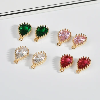 

Diy accessories single hanging hole wrapping small drops of 18k gold plated mini zircon pendant